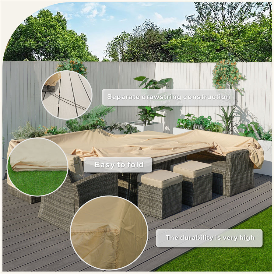 Premium Outdoor Waterproof Furniture Cover – 230×230×70cm with Elastic Drawstring & Sealed Seams（RC-1402）