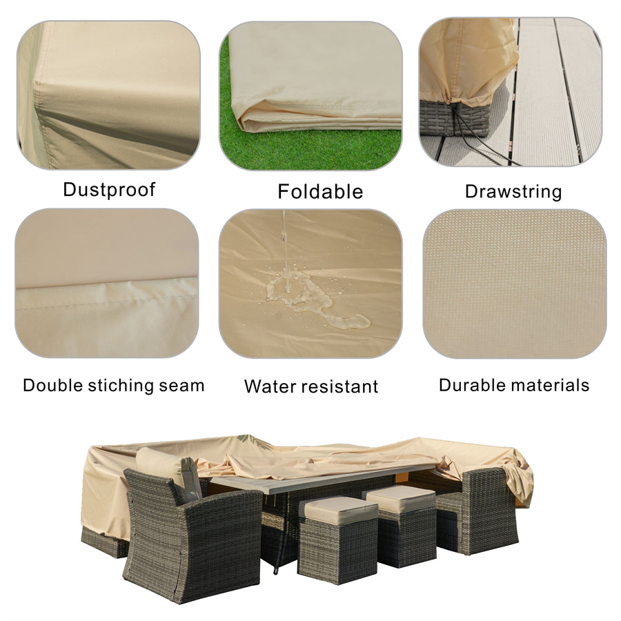 Premium Outdoor Waterproof Furniture Cover – 230×230×70cm with Elastic Drawstring & Sealed Seams（RC-1402）