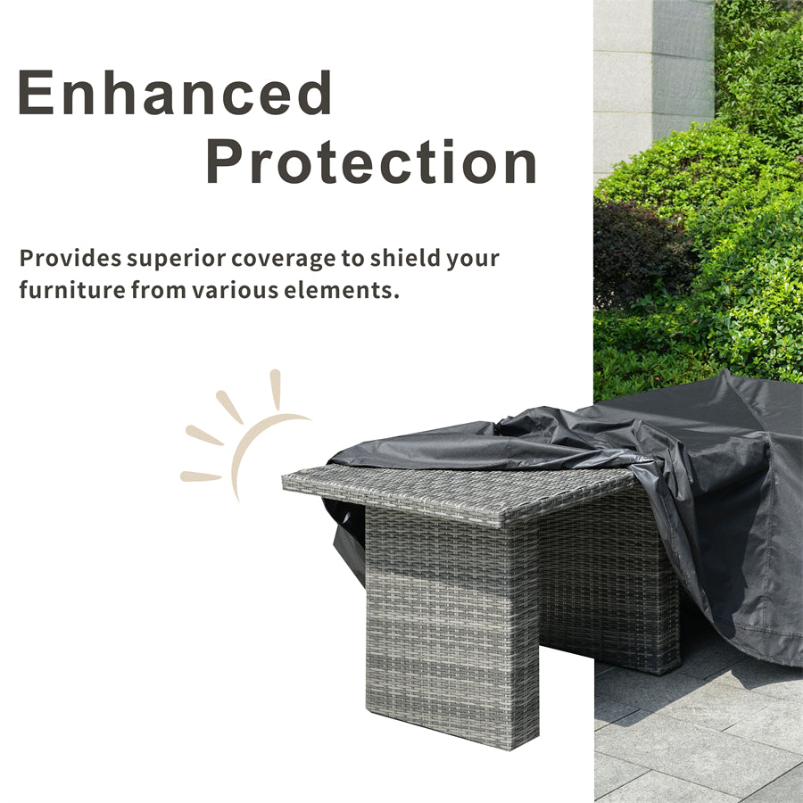 Premium Outdoor Waterproof Furniture Cover – 230×230×70cm with Elastic Drawstring & Sealed Seams（RC-1402）