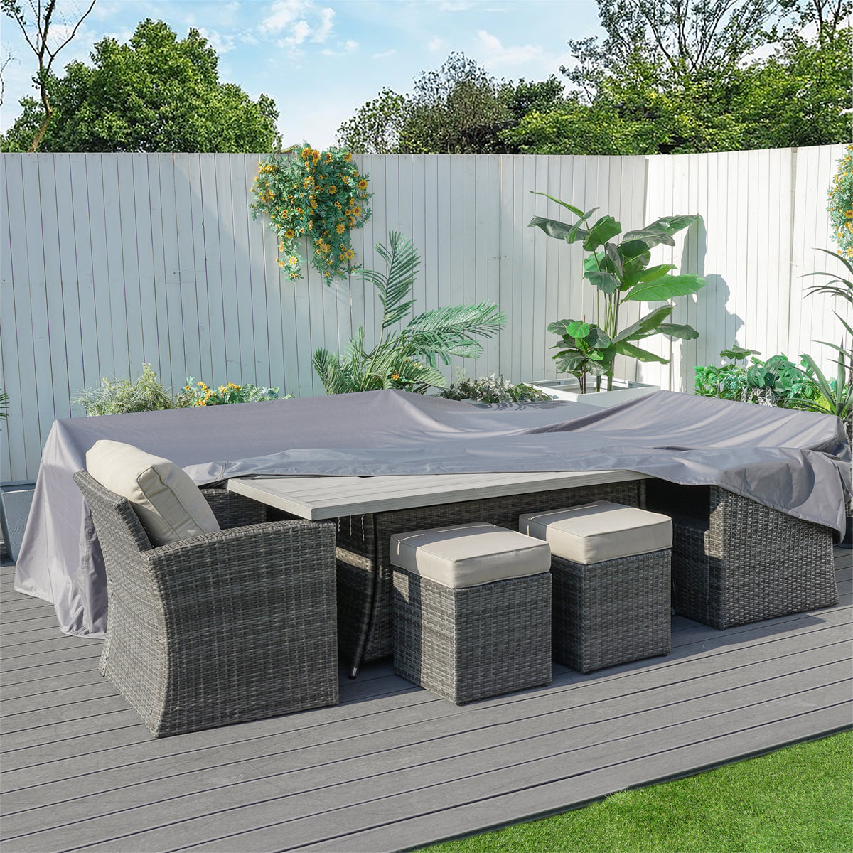 Premium Outdoor Waterproof Furniture Cover – 230×230×70cm with Elastic Drawstring & Sealed Seams（RC-1402）