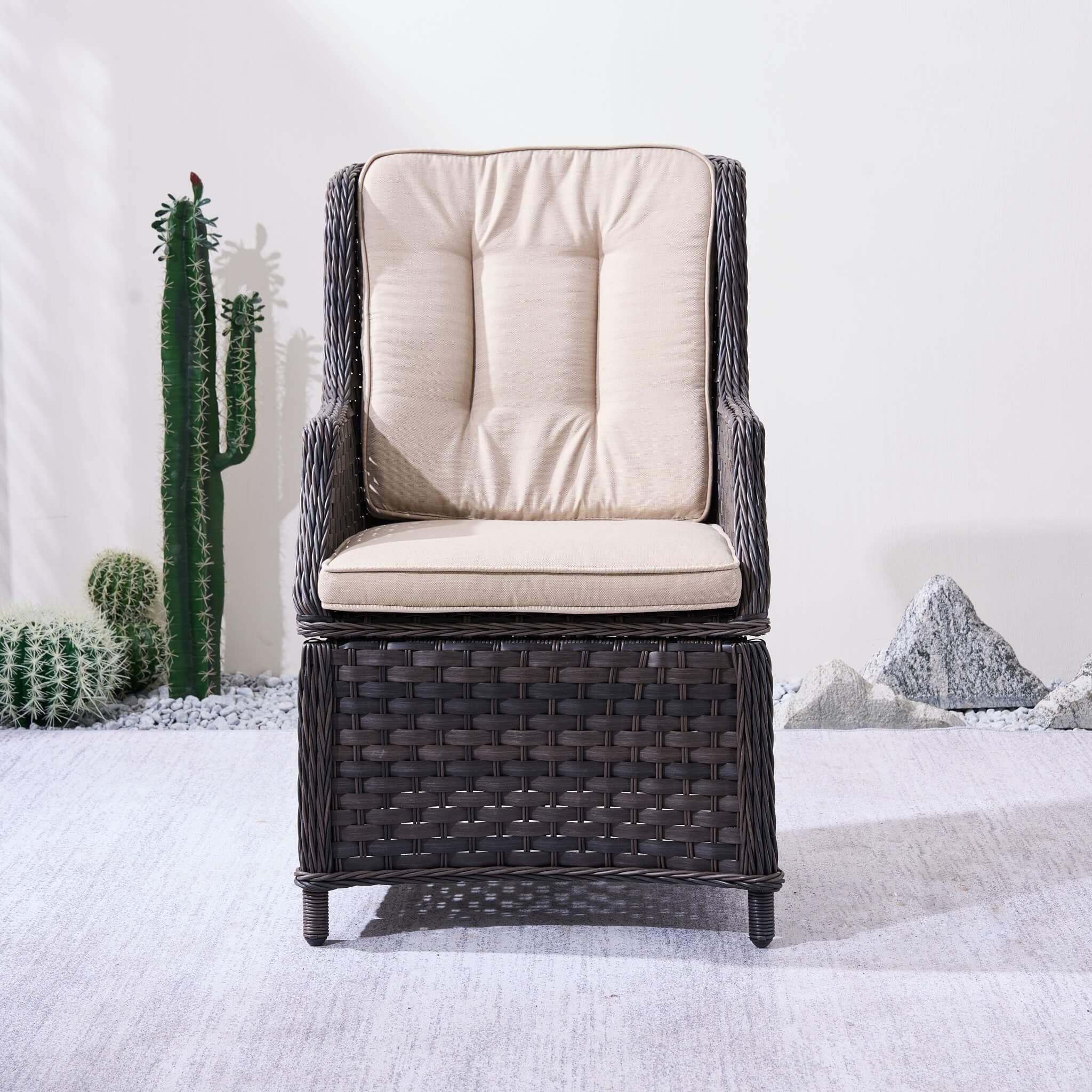 Ravenna Outdoor Wicker Armchairs with Cushions Set of 2 – Weather-Resistant Patio Chairs (PAC-010)