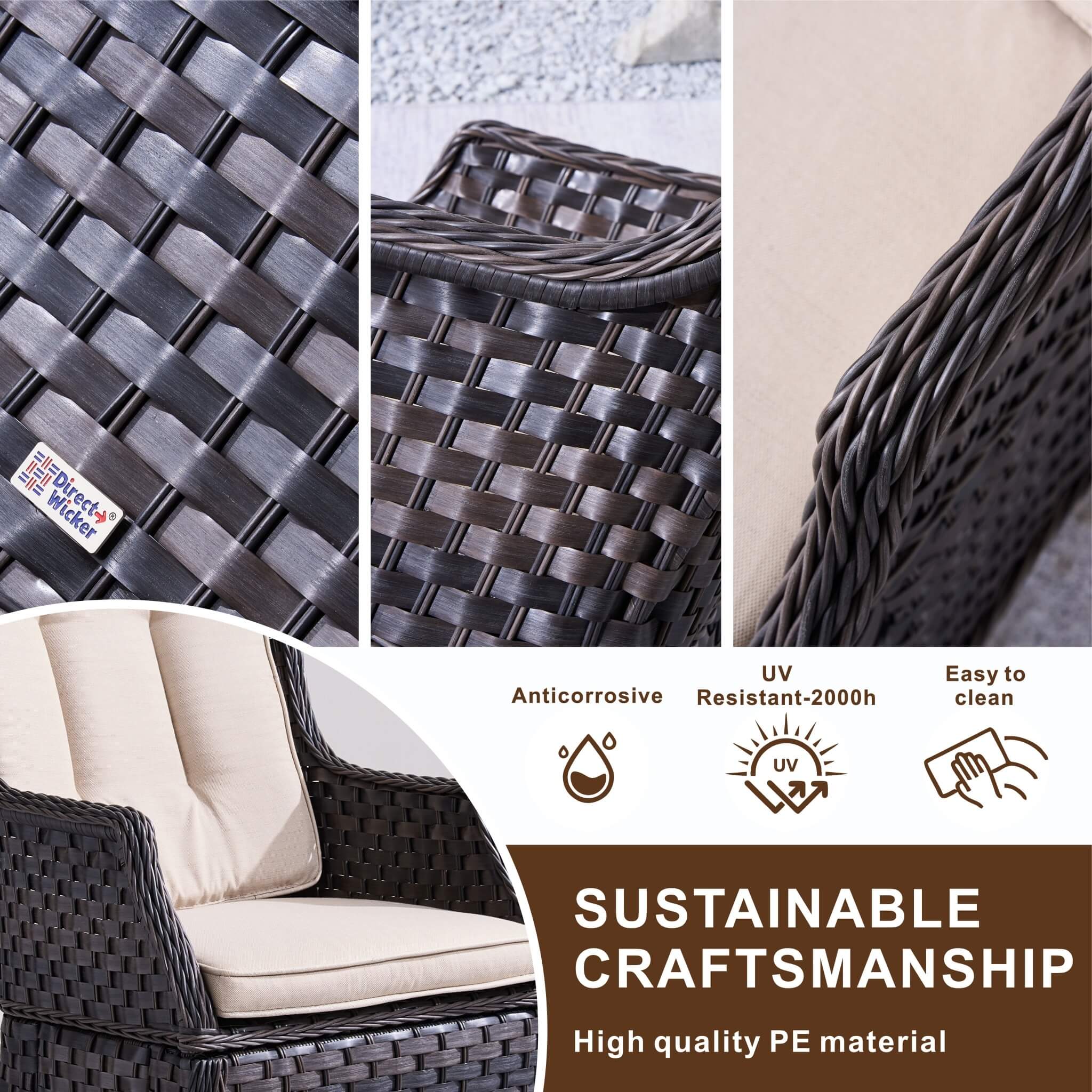 Ravenna Outdoor Wicker Armchairs with Cushions Set of 2 – Weather-Resistant Patio Chairs (PAC-010)