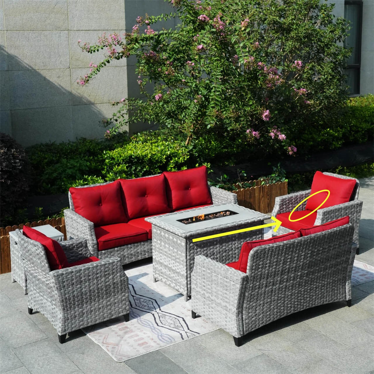 1 Set Red Cushion Covers for Whole Set of PAF-1803-Set