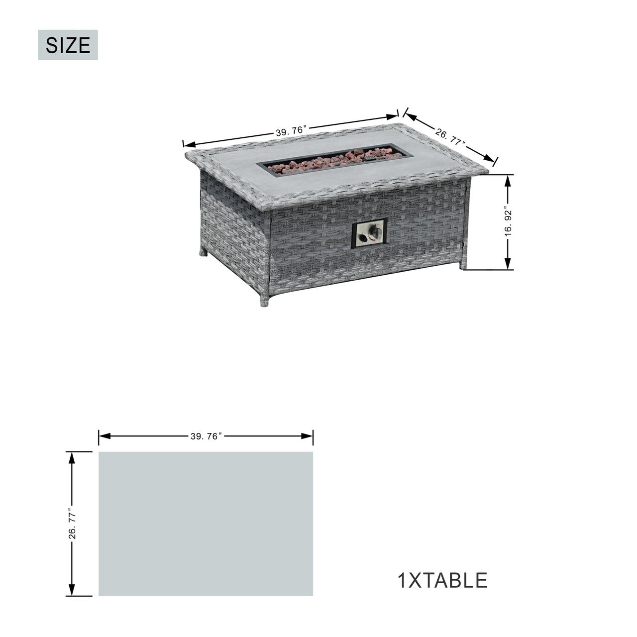Size of Small Fire Pit Table 