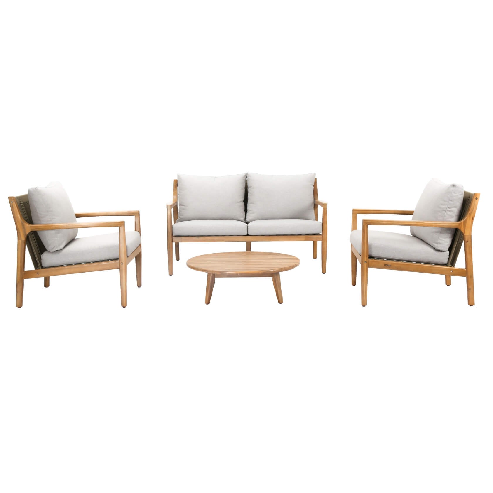 Rebel 4-Seat Wood Patio Conversation Set (PAS-2513-2SC+SC*2+ST)