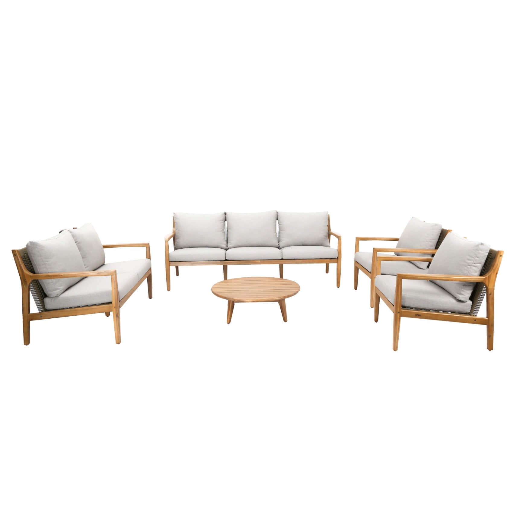 Rebel 7-Seat Wood Patio Conversation Set (PAS-2513-3SC+2SC+SC*2+TA)