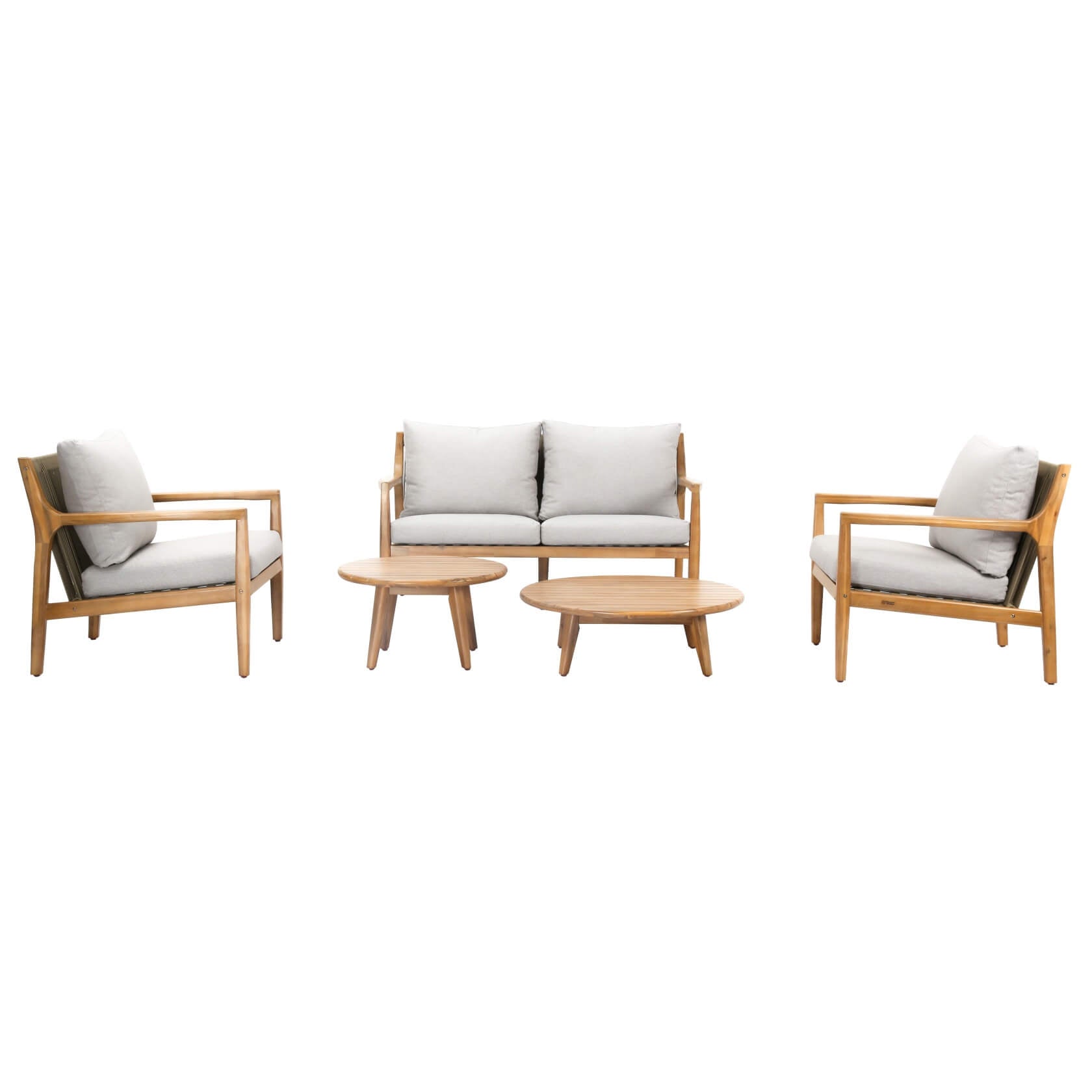 Rebel 4-Seat Wood Patio Conversation Set with Footstool (PAS-2513-2SC+SC*2+TA+ST)