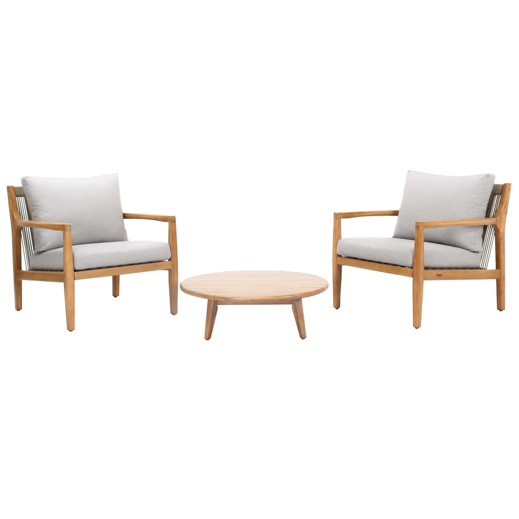 Rebel 2-Seat Wood Patio Conversation Set with Footstool (PAS-2513-SC*2+ST)
