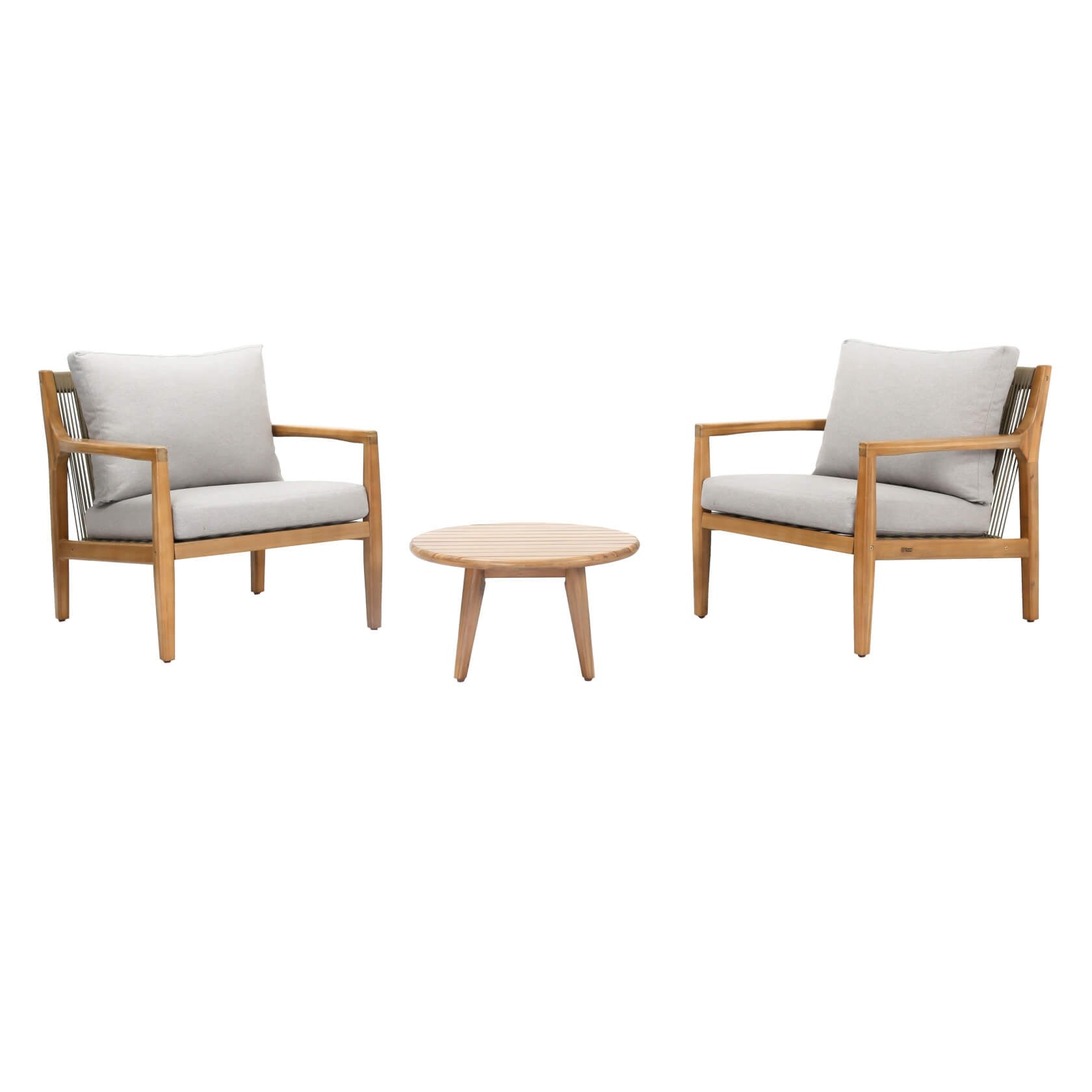 Rebel 2-Seat Wood Patio Conversation Set (PAS-2513-SC*2+TA)