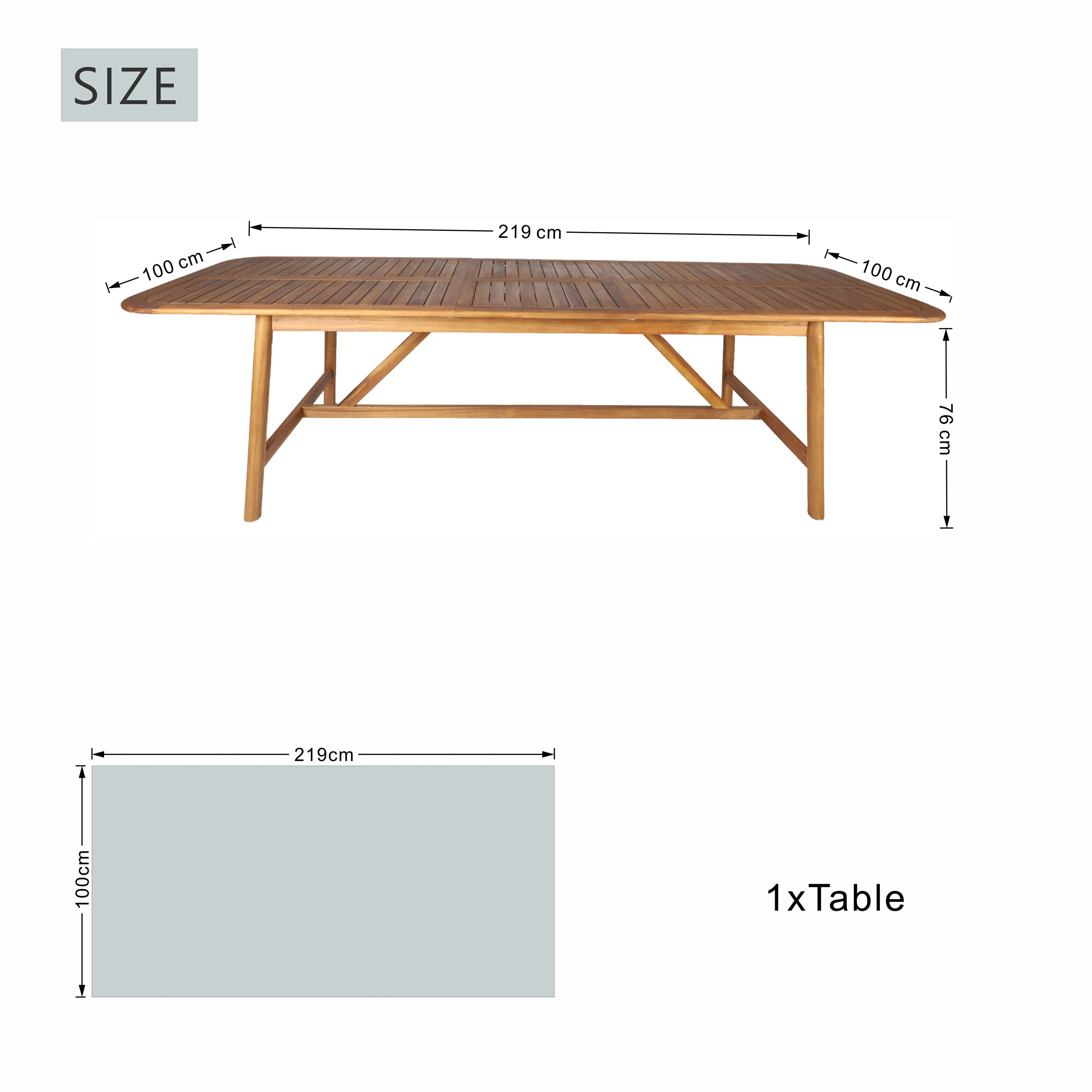 Expandable Solid Acacia Wood Dining Table – 86”–109” Rustic Outdoor Table