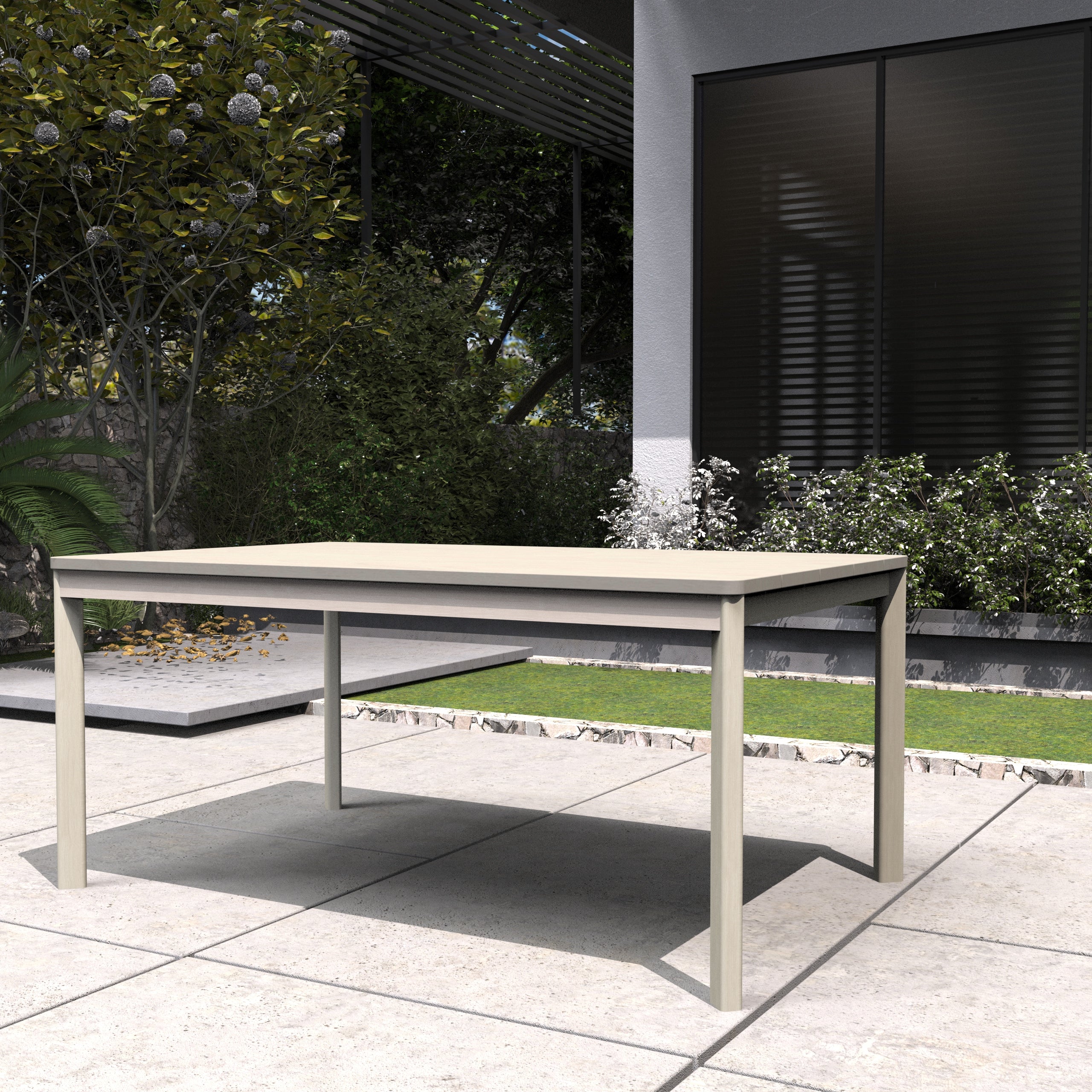 Solid Acacia Wood Dining Table – 63" Rectangular Table for Indoor & Outdoor Use