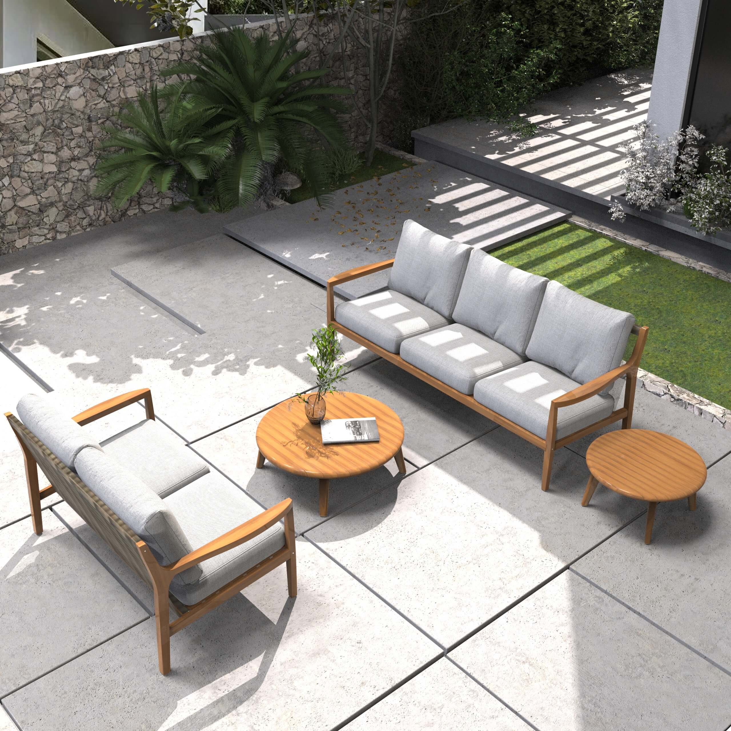 Pre-Order 4-Piece Outdoor Furniture Set in Natural Acacia Wood (PAS-2513-2SC+3SC+TA+ST)